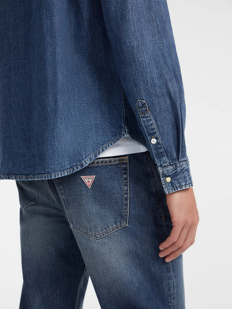 Slim Long-Sleeve Denim Shirt