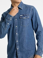 Slim Long-Sleeve Denim Shirt