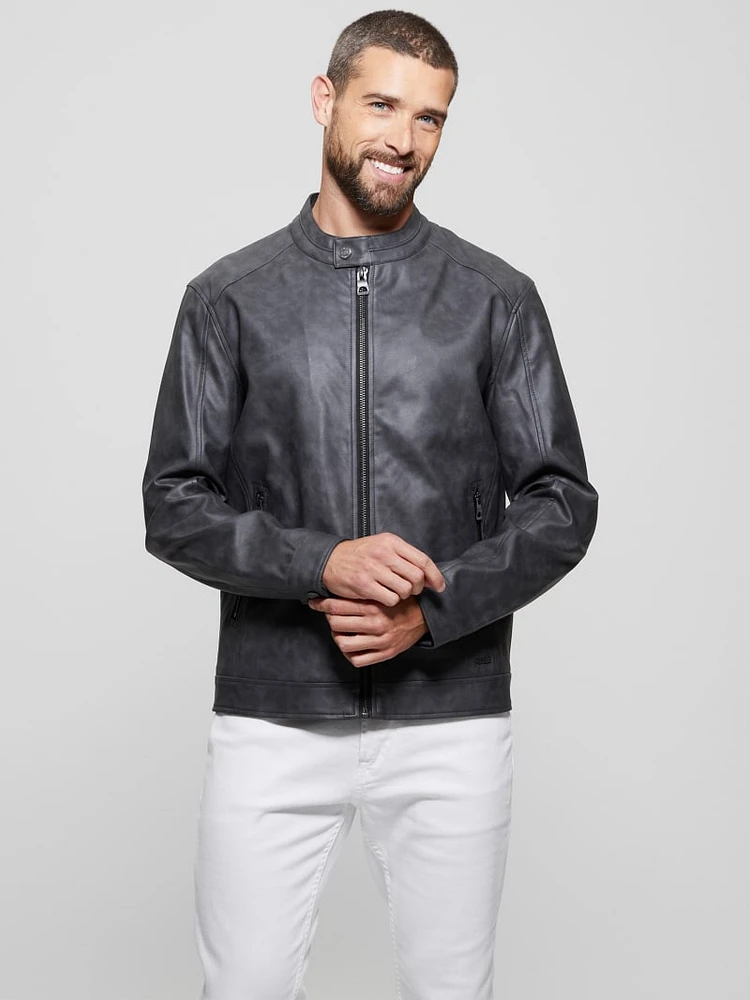 Faux-Leather Moto Jacket