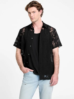 Floral Devore Burnout Shirt