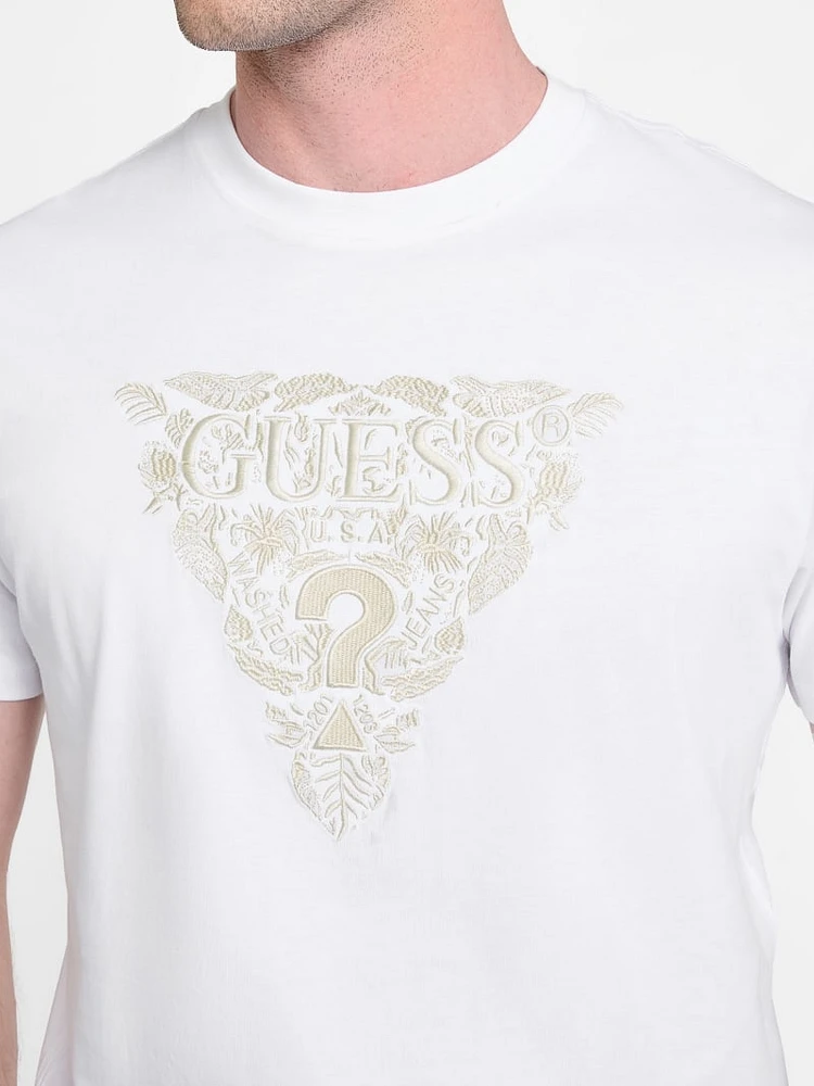 Eco Flower Embroidered Logo Tee