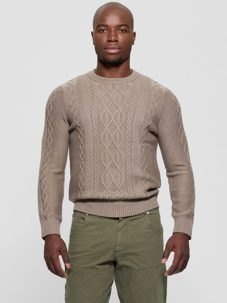 Eco Noah Crewneck Celtic Cable-Knit Sweater