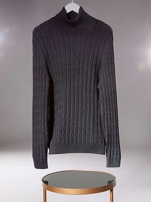 Eco Ezra Turtleneck Cable-Knit Sweater