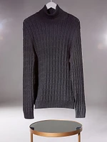 Eco Ezra Turtleneck Cable-Knit Sweater