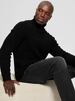 Eco Ezra Turtleneck Cable-Knit Sweater