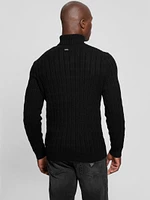 Eco Ezra Turtleneck Cable-Knit Sweater