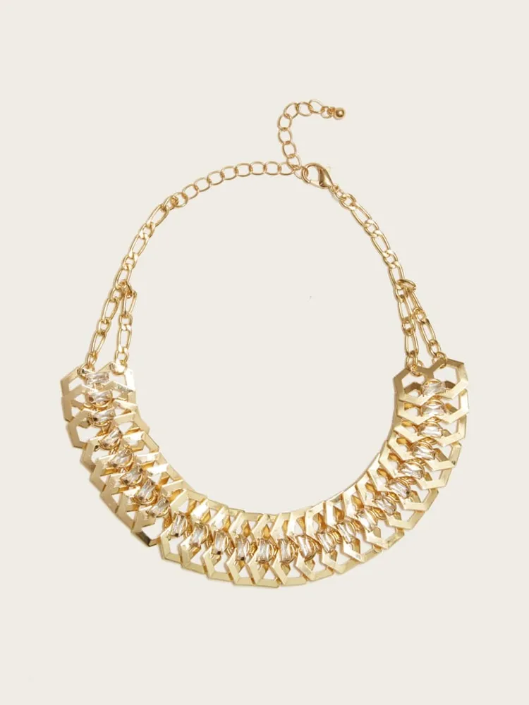 Gold-Tone and CZ Collar Necklace