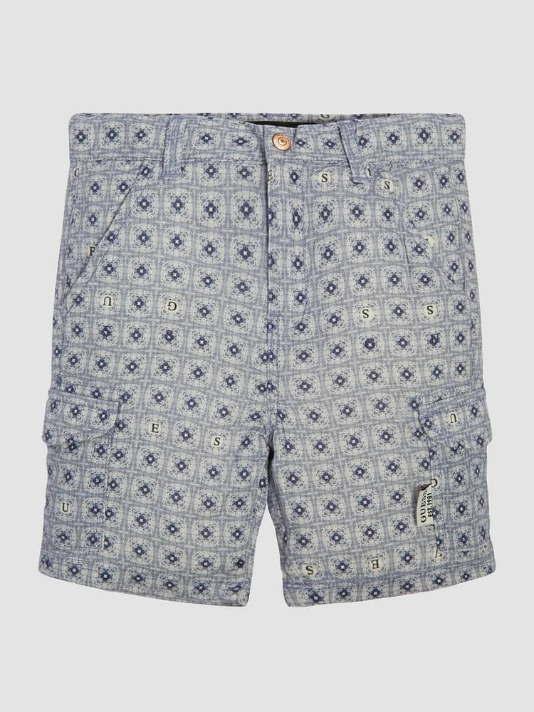 Printed Linen-Blend Shorts (3M-7)