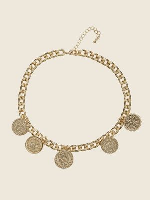 14K Gold-Plated Coin Charm Necklace