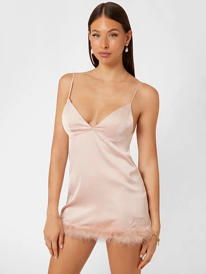 Eco Mini Feather Slip Dress