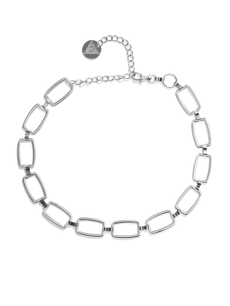 Silver-Tone Square Chain Belt