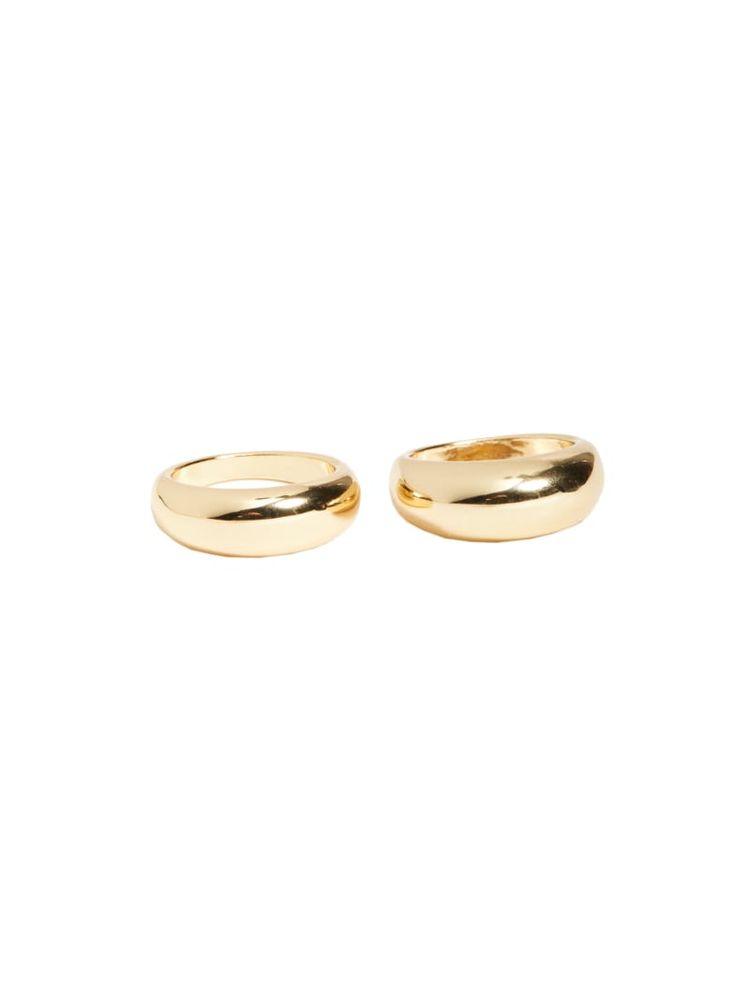 14K Gold-Plated Dome Ring Set - Size 7