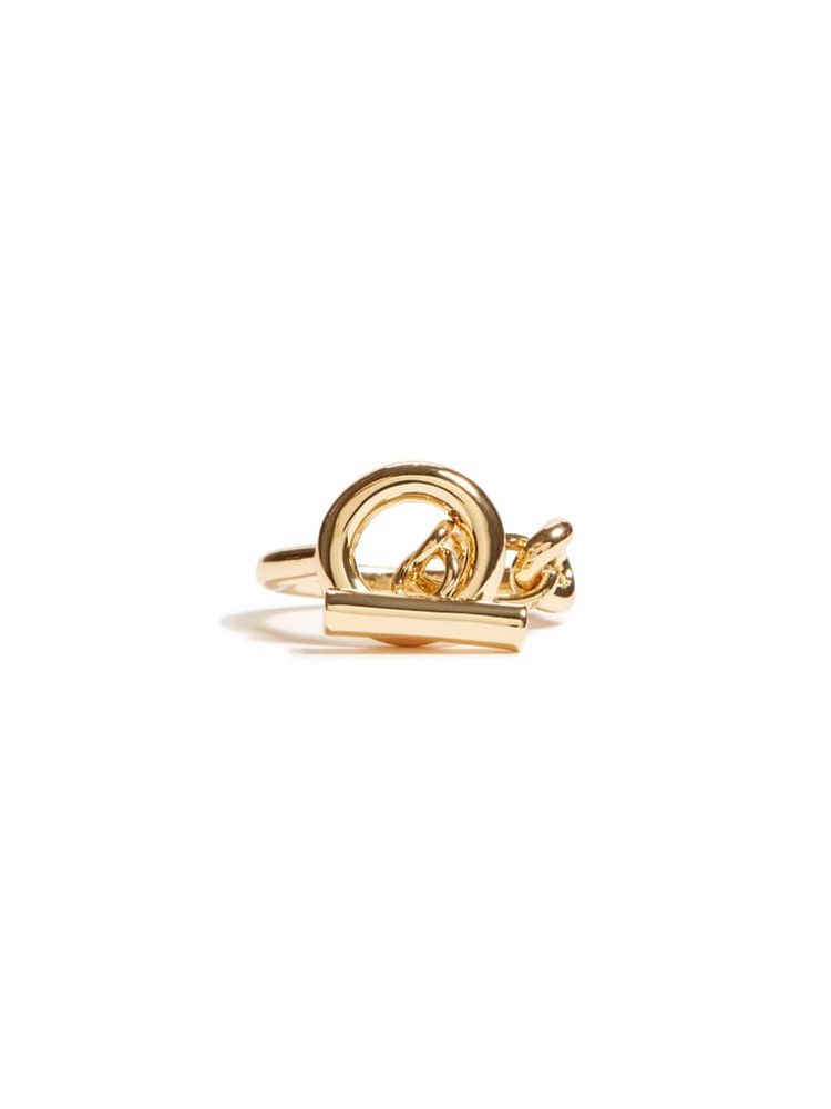14KT Gold-Plated Toggle Ring - Size 7