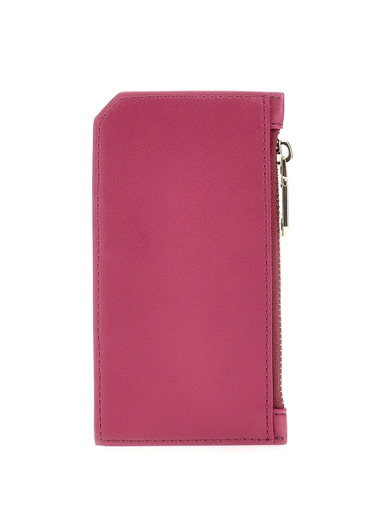 Faux-Leather Zip Card Holder