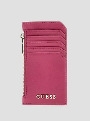 Faux-Leather Zip Card Holder
