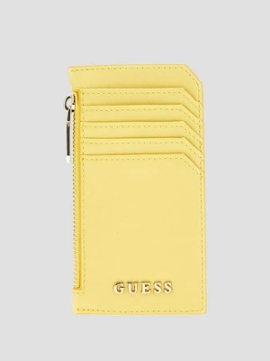 Faux-Leather Zip Card Holder
