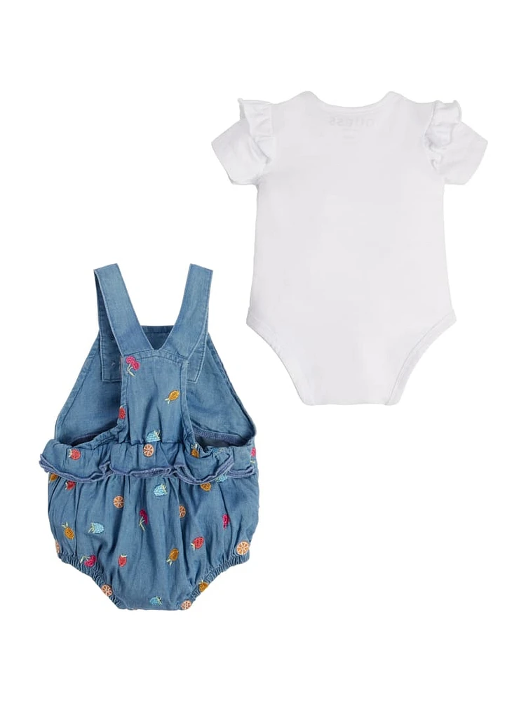 Fruity Short-Sleeve Bodysuit and Chambray Overalls Set (0-24M)