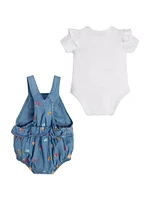 Fruity Short-Sleeve Bodysuit and Chambray Overalls Set (0-24M)