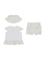 Eco Floral Tee, Shorts and Bucket Hat Set (0-12M)