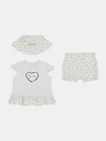Eco Floral Tee, Shorts and Bucket Hat Set (0-12M)