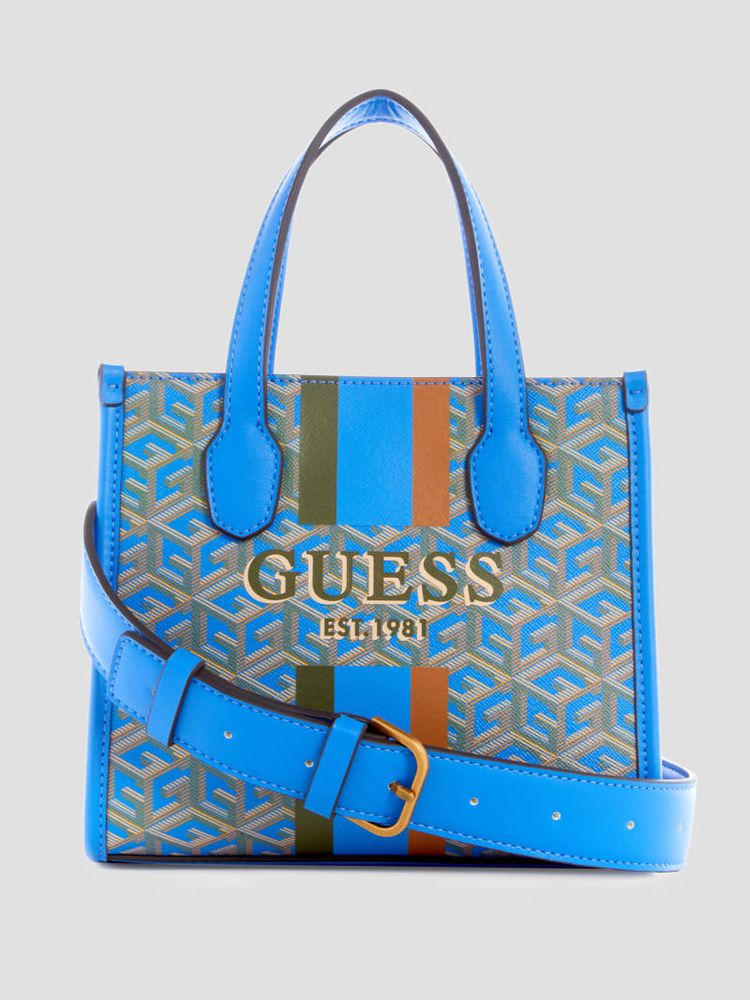 Guess Silvana Faux Leather Mini Tote Bag in Natural