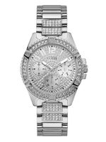 Rhinestone Silver-Tone Multifunction Watch