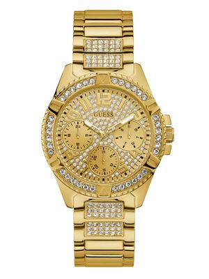 Rhinestone Gold-Tone Multifunction Watch