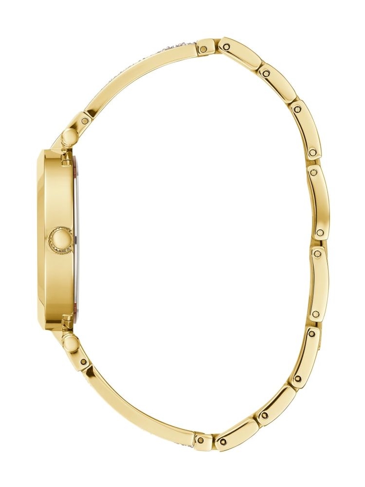 Gold-Tone Crystal Bangle Analog Watch