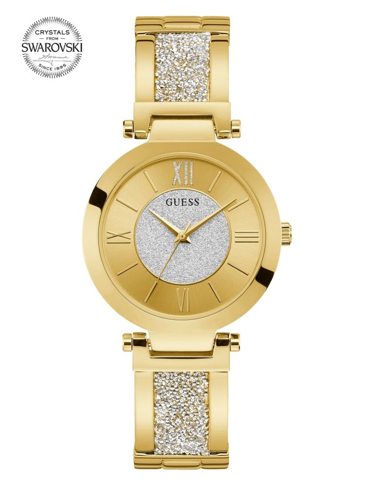 Gold-Tone Crystal Bangle Analog Watch