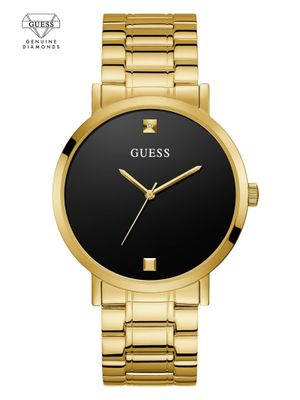 Gold-Tone and Black Diamond Analog Watch