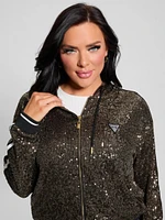 Mini Sequins Zip-Up Sweatshirt