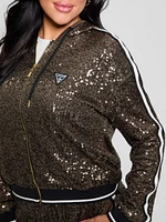 Mini Sequins Zip-Up Sweatshirt