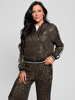 Mini Sequins Zip-Up Sweatshirt