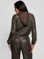 Mini Sequins Zip-Up Sweatshirt