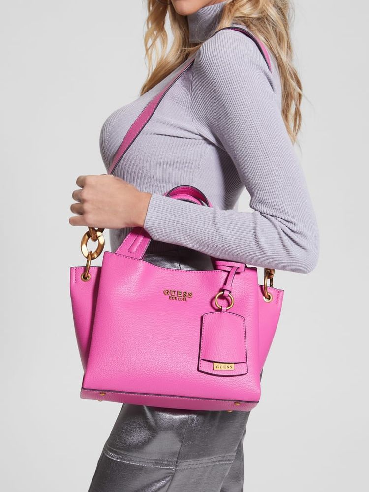 GUESS Zed Mini Girlfriend Carryall Brown Logo One Size: Handbags