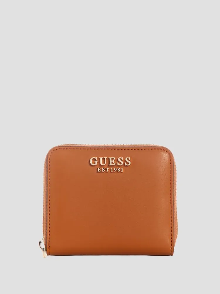  GUESS womens Laurel Small Zip Around Wallet, Brown