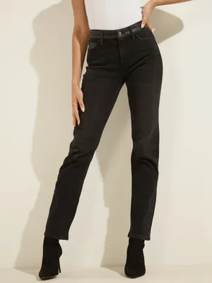 1981 Faux-Leather Waist Straight Jeans