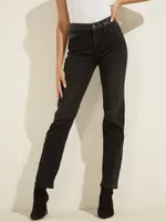 1981 Faux-Leather Waist Straight Jeans