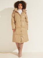 Emilie Faux-Leather Long Puffer Coat