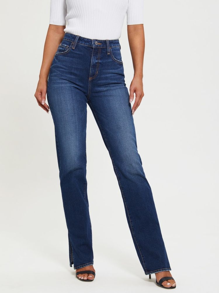 Straight-leg jeans with slit - Women's fashion