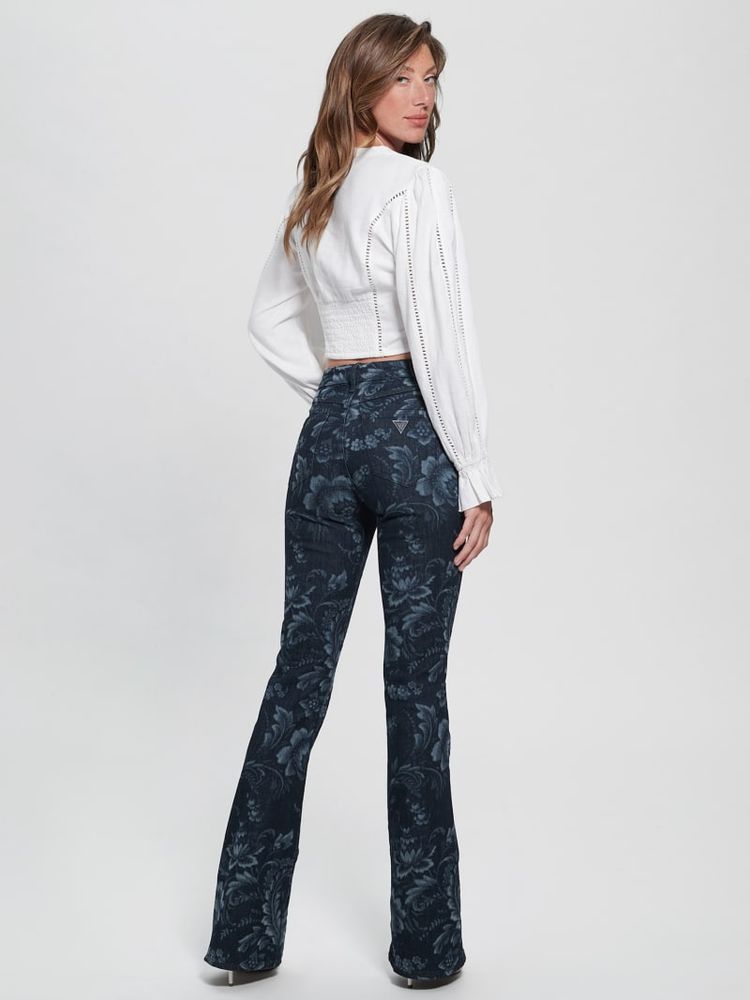 GUESS Eco Adeline Floral High-Rise Flare Jeans