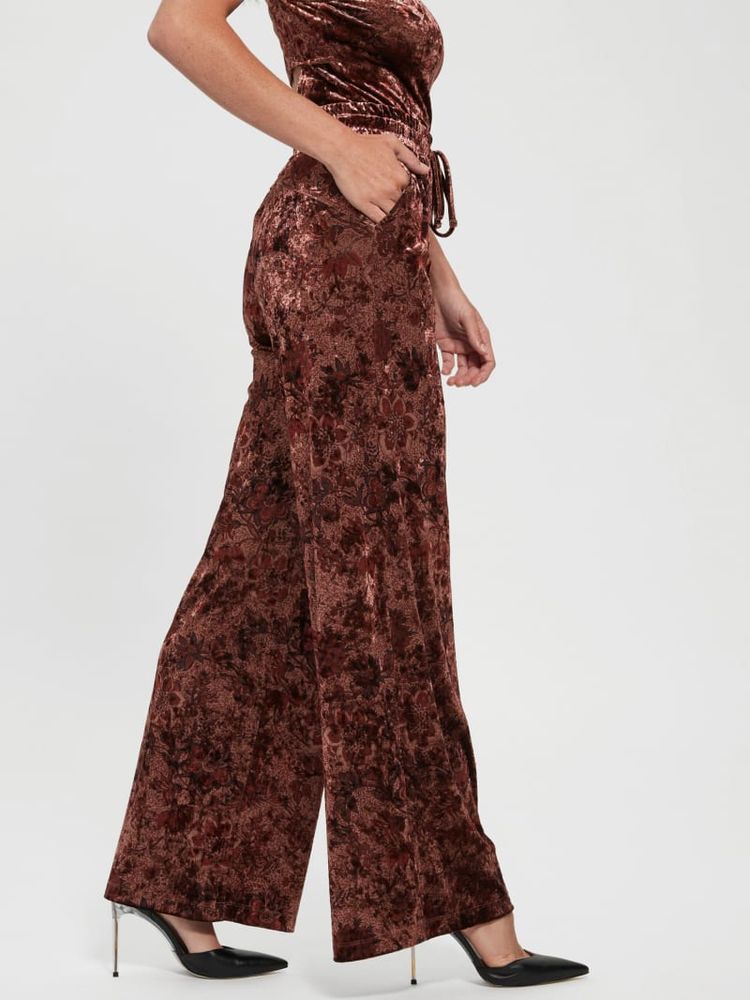 Jade Velvet Wide-Leg Pants