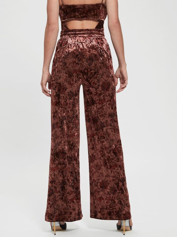 Jade Velvet Wide-Leg Pants