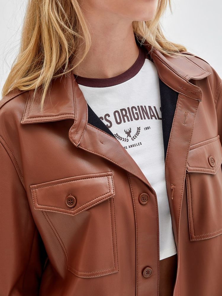 GUESS Originals Faux-Leather Shirt Jacket