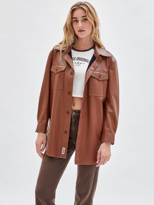 GUESS Originals Faux-Leather Shirt Jacket