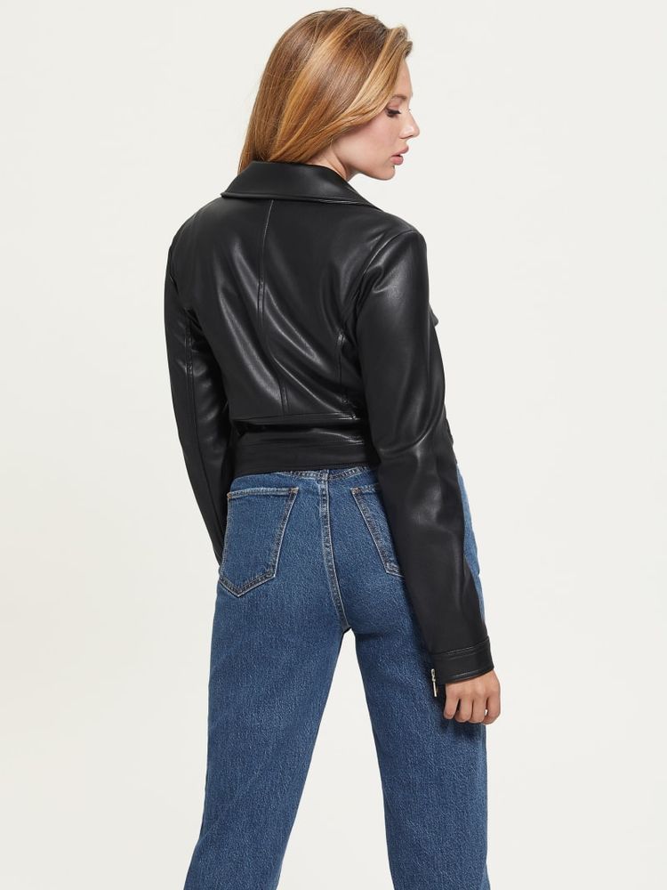 Guess Venom Faux Leather Crop Moto Jacket