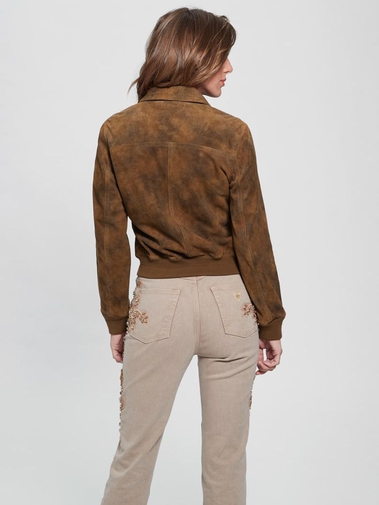 Womens Leather Jacket Tan - 10 (S) Chest 33-35 (84-89cm)
