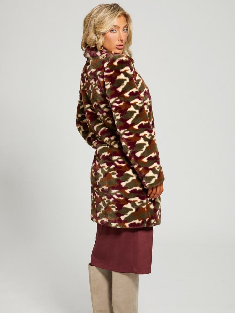 Amira Camo Faux-Fur Coat