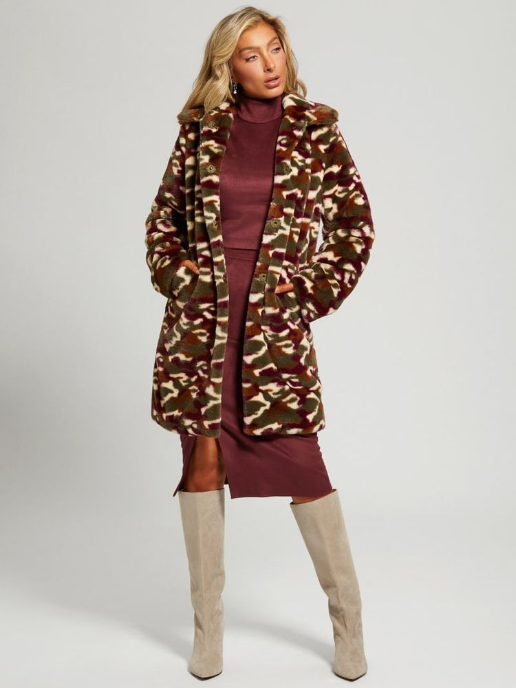 Amira Camo Faux-Fur Coat