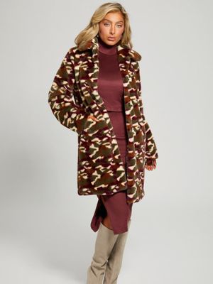 Amira Camo Faux-Fur Coat